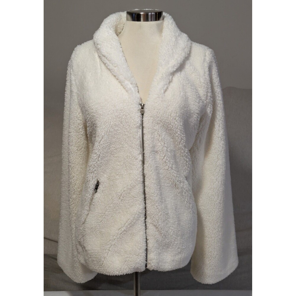 Gaiam Women's Ivory Sherpa Zip Front Lined W Pockets Lg Jacket LNC